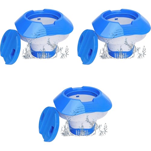 HASTHIP® Pool Chlorine Floater 7 Inch Adjustable Floating Dispenser for 3 Inch Tablets Large Capacity with Durable Lid Collapsible Design for Swimming Pool Hot Tub Spa Accessories 3PCS