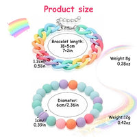 SANNIDHI® 6pcs Beads Bracelet for Girls Women, Kids Acrylic Friendship Bracelet Set, Elastic Cute Rainbow Jewelry, Flower Heart Charms Beaded Bracelets Party Princess Dress Up Gifts