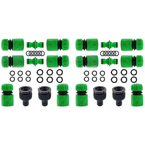 HASTHIP® Abs 20PCS Hose Pipe Connector For Tap Garden Universal With 2 Double Male Snap 6 End Quick 2 Suit 1/2In 3/4In
