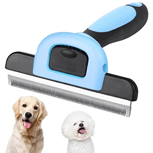 Qpets® Dog Dematting Comb Set, Dematting Comb+Stainless Steel Grooming Comb, Combo Grooming Brush Stainless Steel Hair Removal Double-Side Rake Shedding and Dematting Tool for Grooming