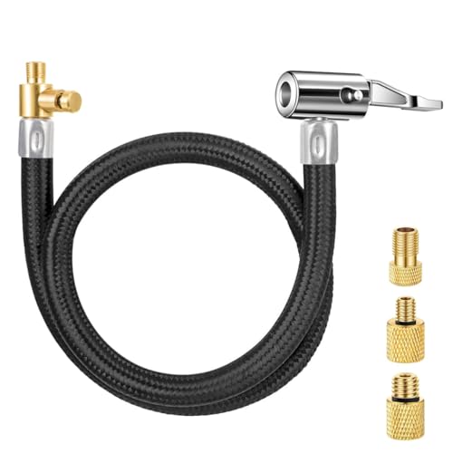 STHIRA® Car Tire Air Pump Extension Hose 19.6'',Coated Rubber Hose,Quick Connect Iator with Valve Adapter for Portable Air Compressor