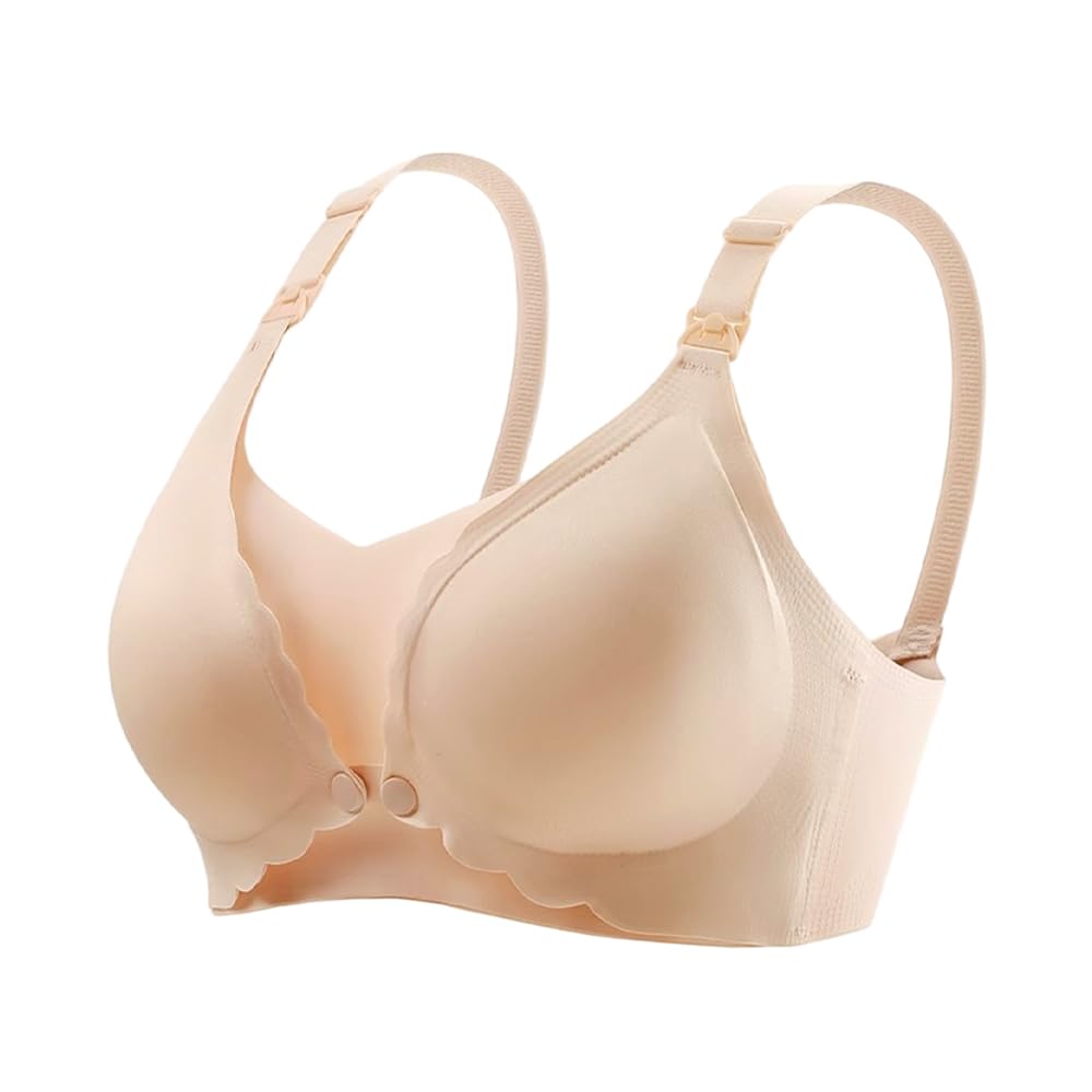 SANNIDHI Nursing Bras for Breastfeeding with Front Opening Clasps and Seamless Support Beige XL