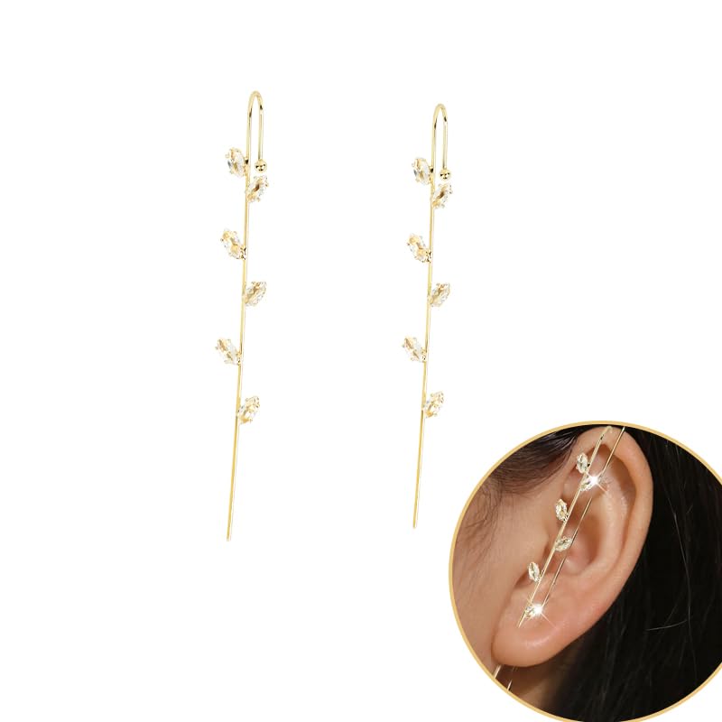 ZIBUYU Earrings for Women with Gold Crystal Crawler Hook Design | Elegant Party Jewelry Gift