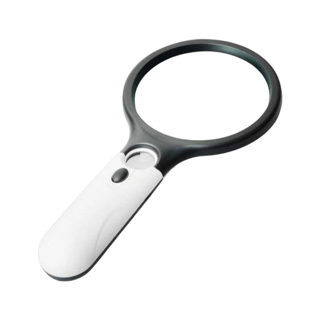 ZIBUYU Handheld Magnifier with 3 LED Lights and 3X & 45x Lenses | Ideal for Reading