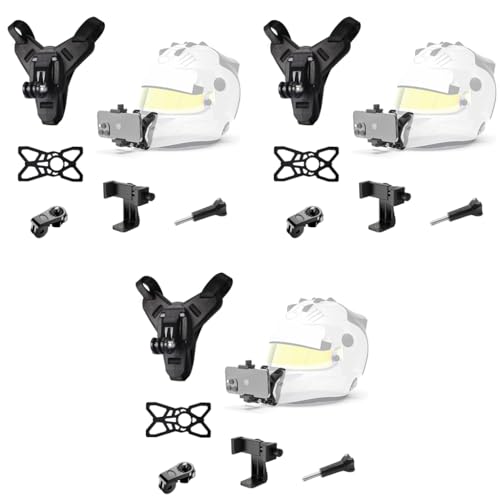 STHIRA® Helmet Mount for Mobile Camera Rotatable Action Mount Chin Strap Set with Quick-Release Non-Slip Grip for Go-Pro Hero 12 11 10 9 Includes J-Hook Adapter Screw Phone Holder 3PCS