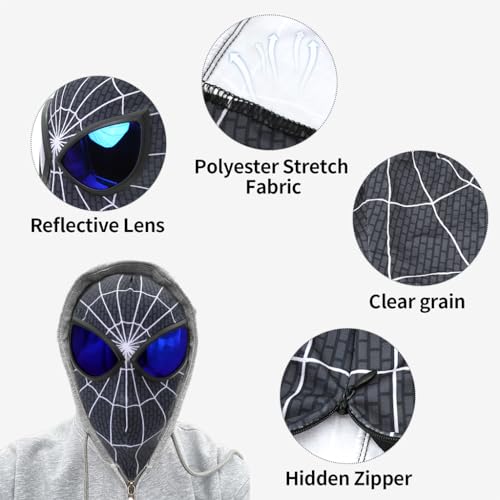 FANCYKU® 3D Spider Mask Cosplay Costumes Superhero Lenses Costume for Adult Kids Role Play Halloween Christmas Masquerade Black White 2PCS