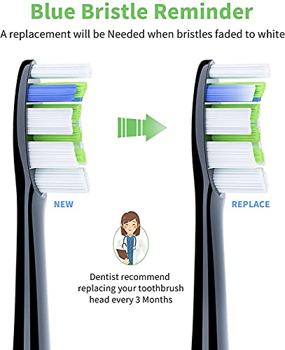 HANNEA® Replacement Toothbrush Heads Compatible for Philips DiamondClean 2020 Edition Fit ProtectiveClean 4300 6100 EasyClean Gum Health HX6064 Black Brush Head 3 PCS