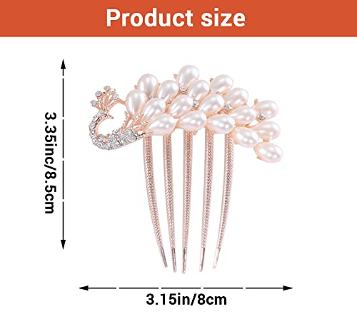 PALAY Peacock Claw Hair Clips for Women with Pearls and Rhinestones 8.5 cm | Non‑Slip Bun Clamp