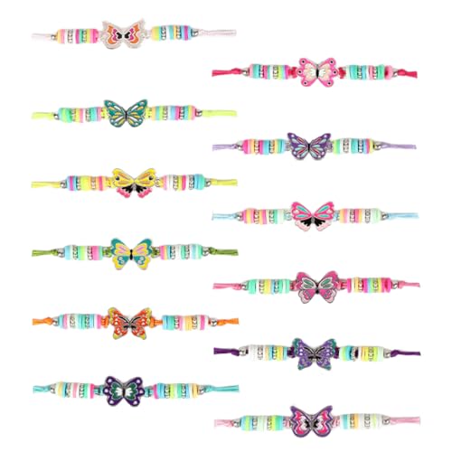 SANNIDHI® 12Pcs Bracelets for Girls Kids Cute Butterfly Bracelet Rakhi Set for Brother Toddler Play Jewelry Friendship Braided Woven Bracelets Adjustable Little Girls Dress Up Jewelry Gift