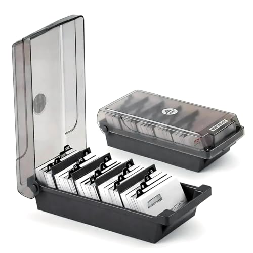 OFIFO® Large Capacity Business Card Storage Case with 5 Compartments & 20pcs A-Z Index Tabs, Business Card Case Organizer, Credit Card Holder File for 500+ Business Cards, 24cm x12cm x7.5cm