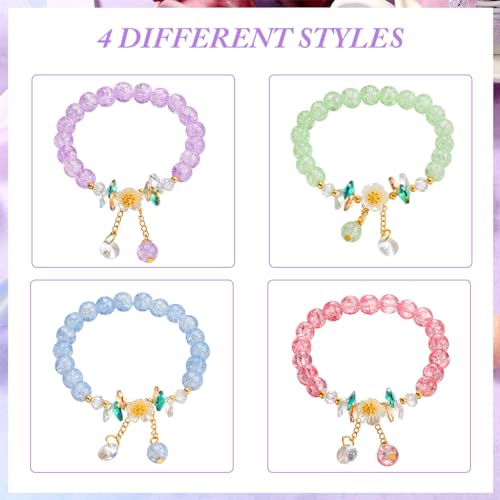 Venzina® 12PCS Beads Bracelet for Girls Floral Charm Friendship BFF Fashion String Color Jewelry Gift for