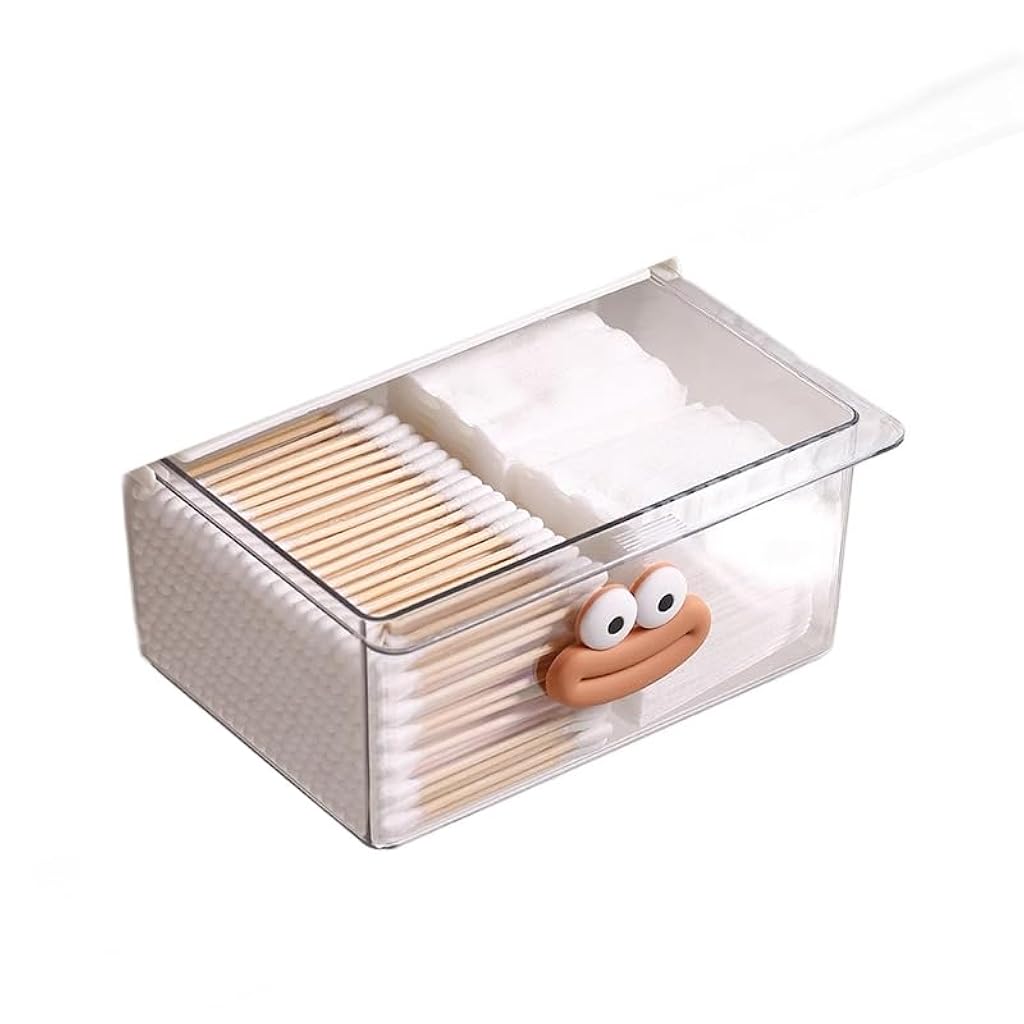 HASTHIP® Bathroom Vanity Organizers - Transparent Plastic Cotton Swab Storage Dispenser No-Trace Adhesive, Space-Saving Under Cabinet Pull-Out Organizers