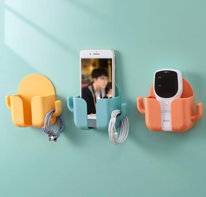 Zibuyu Wall Mount Phone Holder for Home and Office with Charging Port | 4PCS Self-Adhesive Organizer