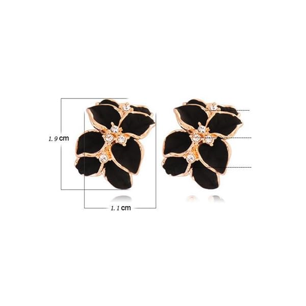 ZIBUYU Floral Rhinestone Earrings Set for Women with 0.7 in Studs & Hypoallergenic Alloy | Black and White Jewelry