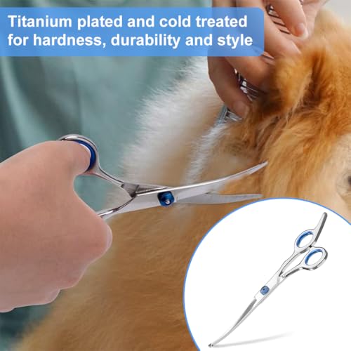 ZIBUYU® Dog Grooming Scissors Pet Products 6 inches Round Tips Shears for Cat Face Paw Hair Trimming Right Left Handed Stainless Steel 2PCS