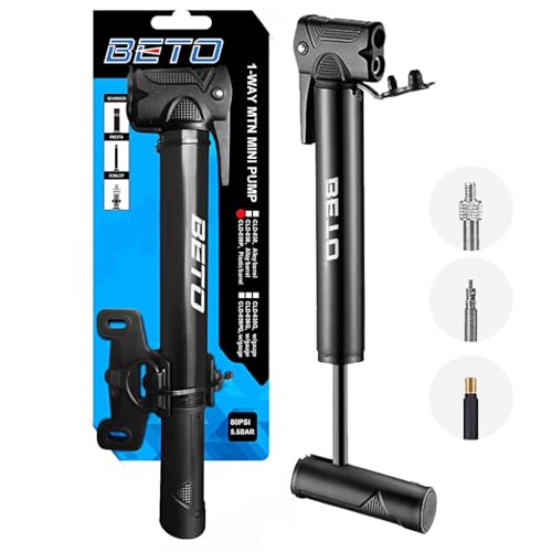 HASTHIP Bicycle Pump with Mounting Bracket Portable 9.84 Inches Small Bike Pump with 3 Air Valve Nozzlesor Presta & Schrader Valve 80PSI Manual Bike Pump Outdoor Emergency Bike Tyre Air Pump