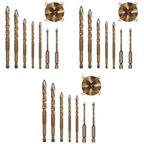 Serplex® 7Pcs High Impact Power Drill Bits Set, Masonry Drill Bits Set Premium Alloy Steel, Carbide Tips, 3mm-12mm Sizes, Efficient Drilling, Versatile for Glass, Tile, Brick, Plastic, Wood 21 PCS