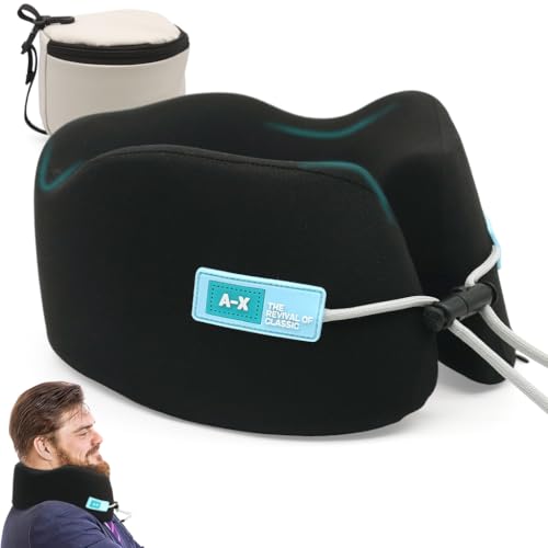 HANNEA® Travel Neck Pillow Memory Form Soft Cushion Neck Pillow Head Support Sitting-Up Sleeping Pillow Packable Flight Travel U-shape Neck Pillow with Storage Pouch Flight