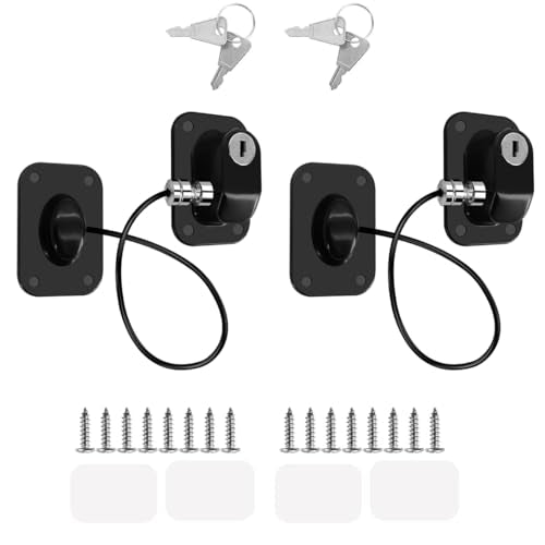 STHIRA® 2pcs Drawer Lock for Baby Safety with Key Self Adhesive Door Refrigerator Fridge Locks Child Proof Stainless Steel Safety Child Lock for Cupboards, Drawers, Fridge, Wardrobe - Black
