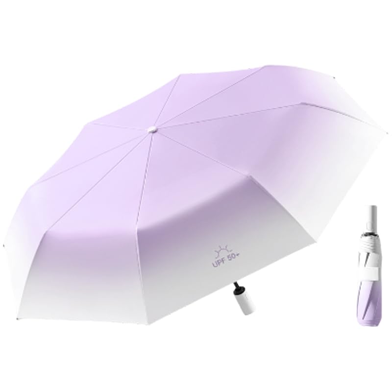 Venzina® Travel Umbrella UPF 50+ Sun Protection Umbrella with Case Compact, Lightweight, Windproof Portable Parasol for Women, Men & Kids Gradient Light Purple