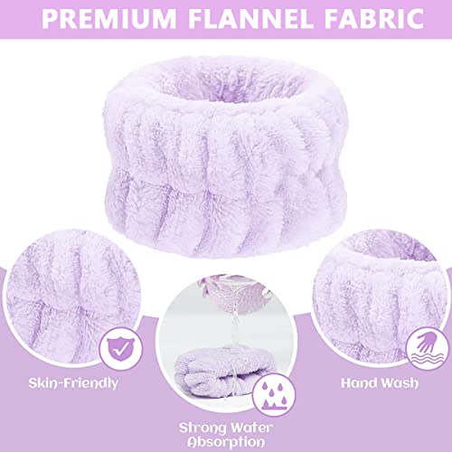 MAYCREATE® 2 Pairs Spa Wrist Band for Women Face Wash Hand Girls Super Absorbent Skincare Facial Towel Band Washing Yoga Fitness Purple Gray 3PCS