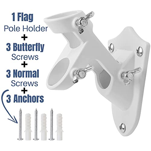 HASTHIP® Flag Pole Holder for Wall Balcony Railing, Aluminum Alloy 2-Position Flag Pole Bracket, Flag Wall Mounted Base for Under 1'' Flag Rod Diameter