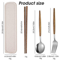 HASTHIP® 430 Stainless Steel Fork Spoon Chopstick, 3Pcs Cutlery Set with Wooden Handle Design, Portable Utensil with Storage Box Tableware Set for Picnic Camping Travel & Outdoor Lunch (Silver)