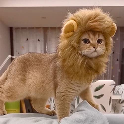 Qpets® Dog Sweater Lion Mane Costume for Cat Wig for Cat Christmas Funny Headwear for Puppy, Kitten, Cat Festival Headwear Dog Sweaters