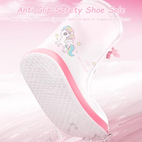 SNOWIE SOFT® Children’s Adorable Cartoon Printed Waterproof PVC Shoe Covers Reusable Durable Slip Resistant Rain Boots for Boys Girls Pink S 2PCS