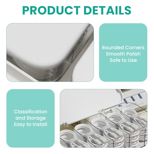 ZORBES® Data Cable Organizer Case Double Layer Clear Cable Accessories Storage Box with Drawer, Flip-up Lid Multi Compartment Cable Holder Small Gadget Desk Storage Box