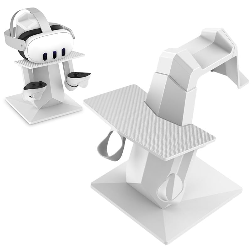 VR Headset and Controller Stand for Meta Quest 3 with Dual Layer Design and Non Slip Base