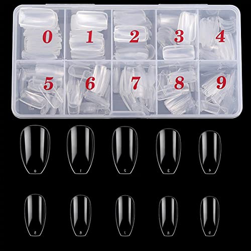 ZIBUYU® 500 PCS Fake Nails Clear Resin Nails,Full Cover Press on Nails for Nail Salons and DIY Nail