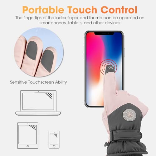 GUSTAVE® Winter Gloves for Women Warm Splashproof Windproof Riding Touch Screen Finger Anti-Slip Design Ski Bike Gloves 2PCS
