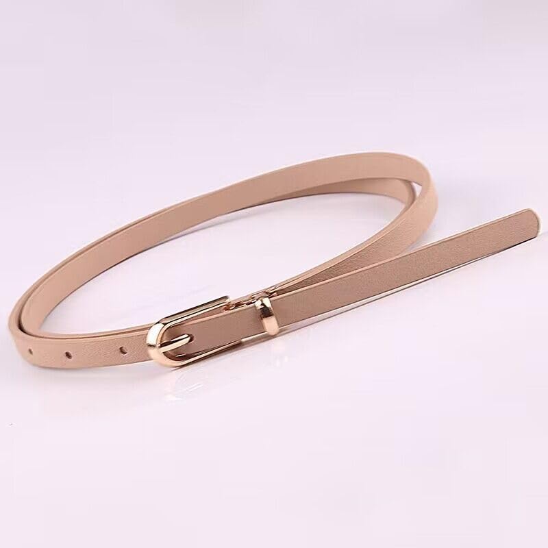 Zibuyu Thin Belt for Women featuring Removable Gold Buckle with 0.4 in Width | PU Leather 2 Pack