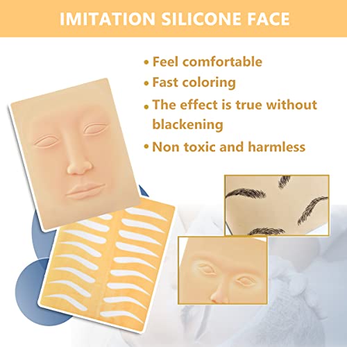 MAYCREATE® Eyebrow Tattoo For Men, Skin Pad for Tattoo Practice Eyebrow Permanent Tattoo Practice Kit Microblading Set Manual Eyebrow Pen Needle Pigment Ink Practise Skin Tool