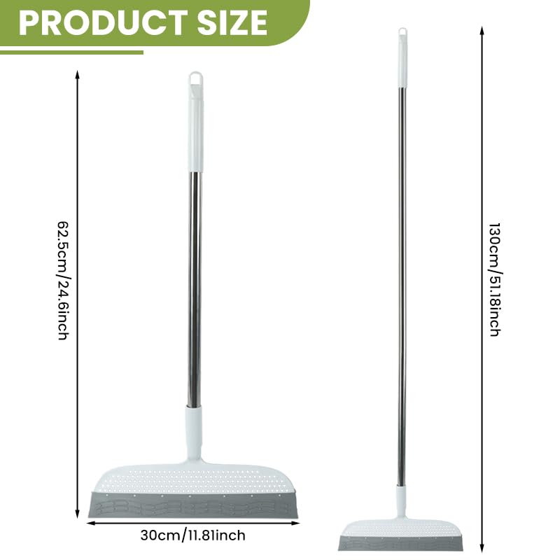 HASTHIP Magic Broom Sweeper for Floor Cleaning with 51.14 in Handle & 180° Swivel Head | Silicone Blade for Bathroom and Kitchen