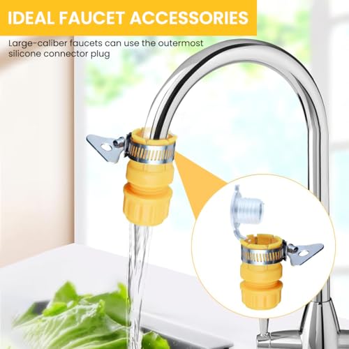 HASTHIP® Hose Adapter for Faucet 4PCS Gardening Connectors 2 in 1 Universal 1/2-inch 3/8-inch Standard Fitting