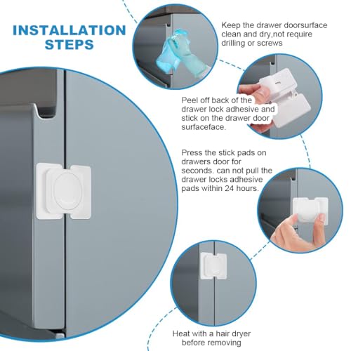 SNOWIE SOFT® 8PCS Cabinet Locks Safety for Drawer Child-Proof Lock Anti-Pinch Self Adhesive Furniture for Door Baby Products Home