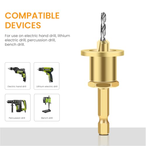 Serplex® Woodworking Drill Bit Set 5-Piece Carbide-Tipped Countersink Bits with Adjustable Depth Stopper 2.8-4mm Sizes Precision Durable for DIY Wood Plastic Construction Tasks 2PCS