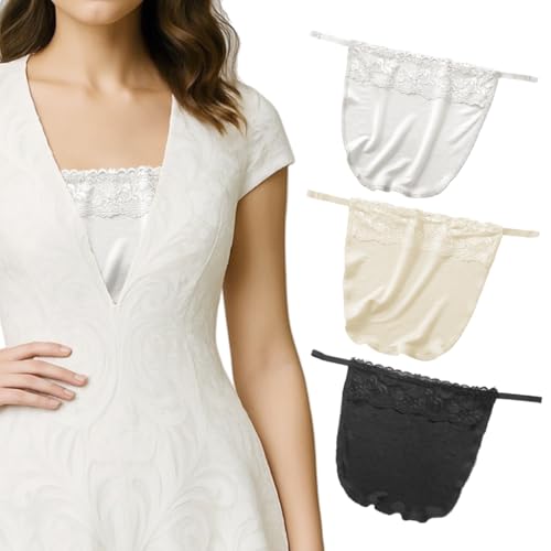 SANNIDHI® 3Pcs Clip On Camisole for Women Combo, Inner Wear for Women Combo, Innerwear Cleavage Cover With Lace, Cleavage Coverage Stretchy Bra Modesty Inserts for Low-cut Tops, Dresses