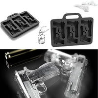 HASTHIP® 2-Pack Ice Cube Tray, Food Grade Silicone TPR Ice Mould Fun Pistol (6 Grids) and Plastic Bullet (10 Grids) Ice Mould for Whiskey Cocktails Ice Cubes, Chocolates, Jello Shots