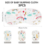 SNOWIE SOFT® 3 Pack Baby Burp Cloth for New Born Baby Skin Friendly Absorbent Burp Cloths Cartoon Print Cotton Baby Burp Cloth for New Born Baby, 25 x 53cm