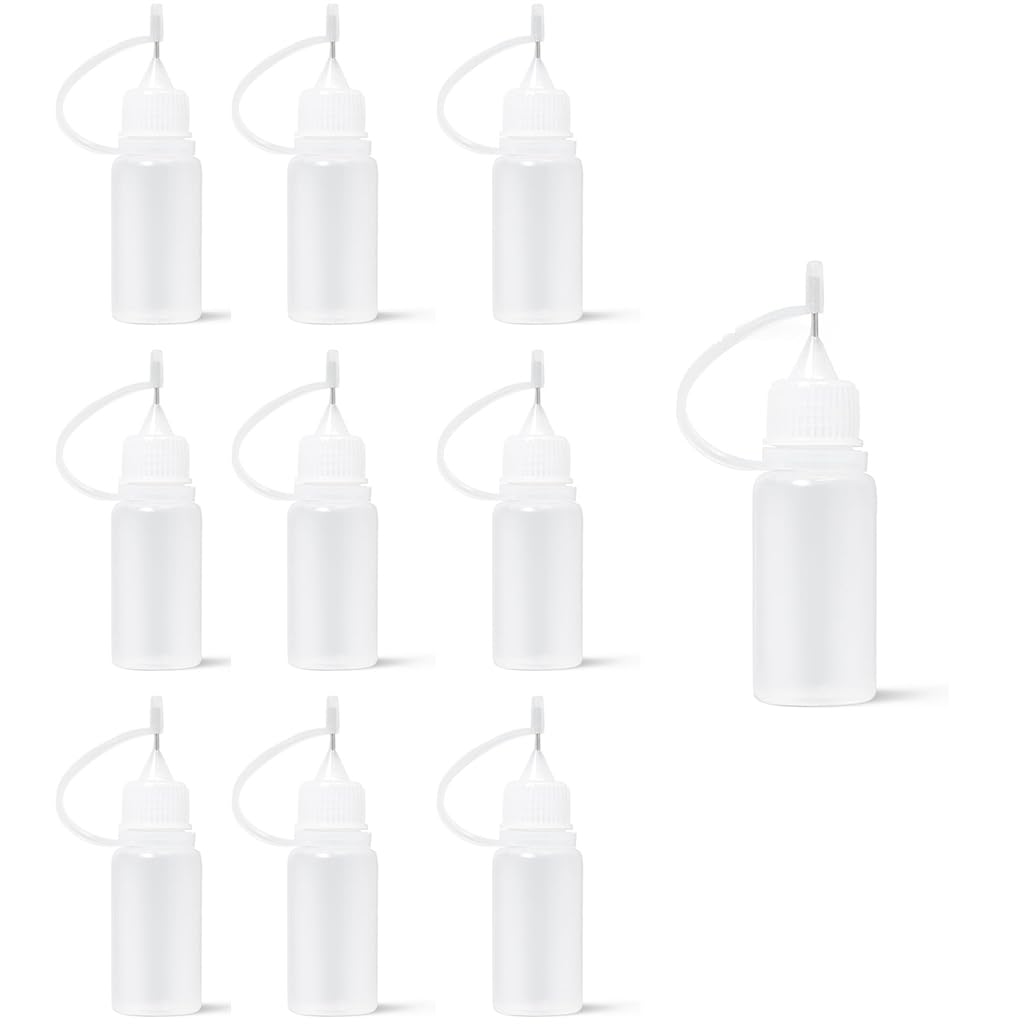ZIBUYU Precision Needle Tip Glue Applicator Bottle for DIY Crafts featuring Leak Proof 10PC Design | Fine Control for Adhesive and Epoxy