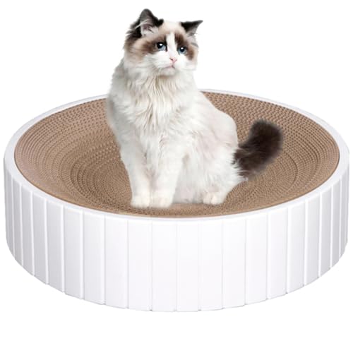 Qpets® Cat Scratching Stool Cat Scratcher 15.7 inches Round Cat Scratcher Stool Corrugated Hard Cardboard Cat Scratcher Bed Anti-Slip Cat Bed Durable Cat Scratcher Toy