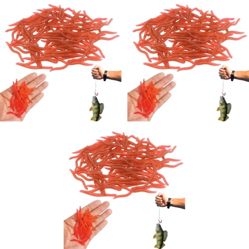 Proberos® 300PCS Realistic Earthworm Fishing Bait Soft Artificial Worms for Freshwater and Saltwater Rod 3.5CM