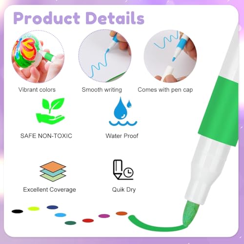 HASTHIP® 36-Color Acrylic Markers Set DIY Graffiti Pens for Painting Quick Dry Coloring on Canvas Paper Wooden Crafts Gifts for Girl Birthday 3 PCS