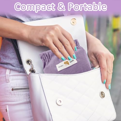 MAYCREATE® 6PCS Small Makeup Pouch Lipstick Cosmetic Bag Corduroy Elastic Storage for Women Girls Travel Coin Jewelry Organizer Self Closing Pink Purple