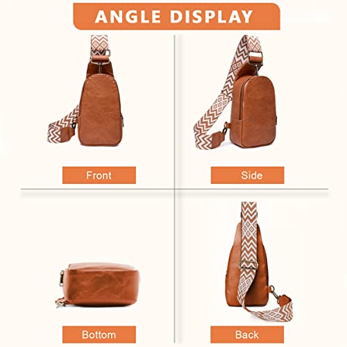 PALAY® Women Cross-Body Chest Bag Phone Pure Color PU Shoulder with Adjustable Strap Sling for Daily Commuting Travel 2 PCS