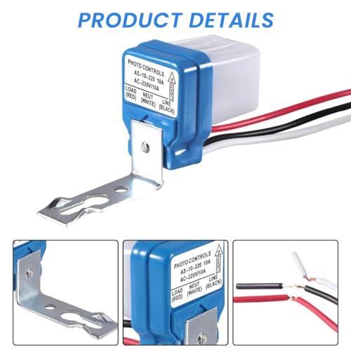 Serplex® 10PCS Photocell Switch AC 220V 10A Automatic Dusk-to-Dawn Photoswitch Auto On Off Light Sensor Control for Pathway Porch Stair Home Lighting