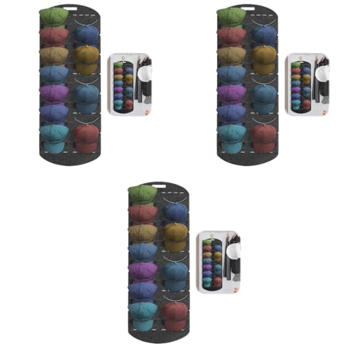 HASTHIP® Hat Organizer for Baseball Caps 14 Pocket Over The Door Storage Closet Holder Hanger Wall for Bedroom 3 PCS